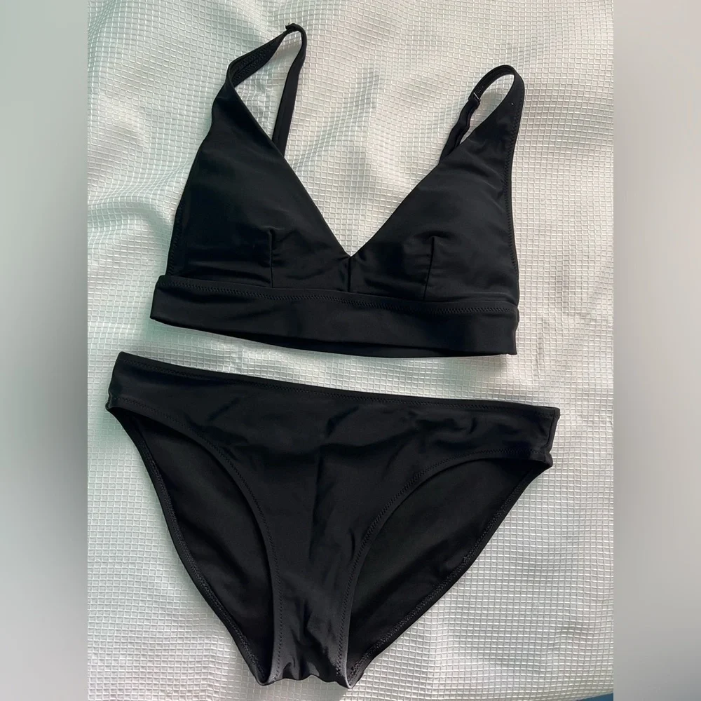 Aerie Black Triangle Bikini Set S/M Flattering Fall Break